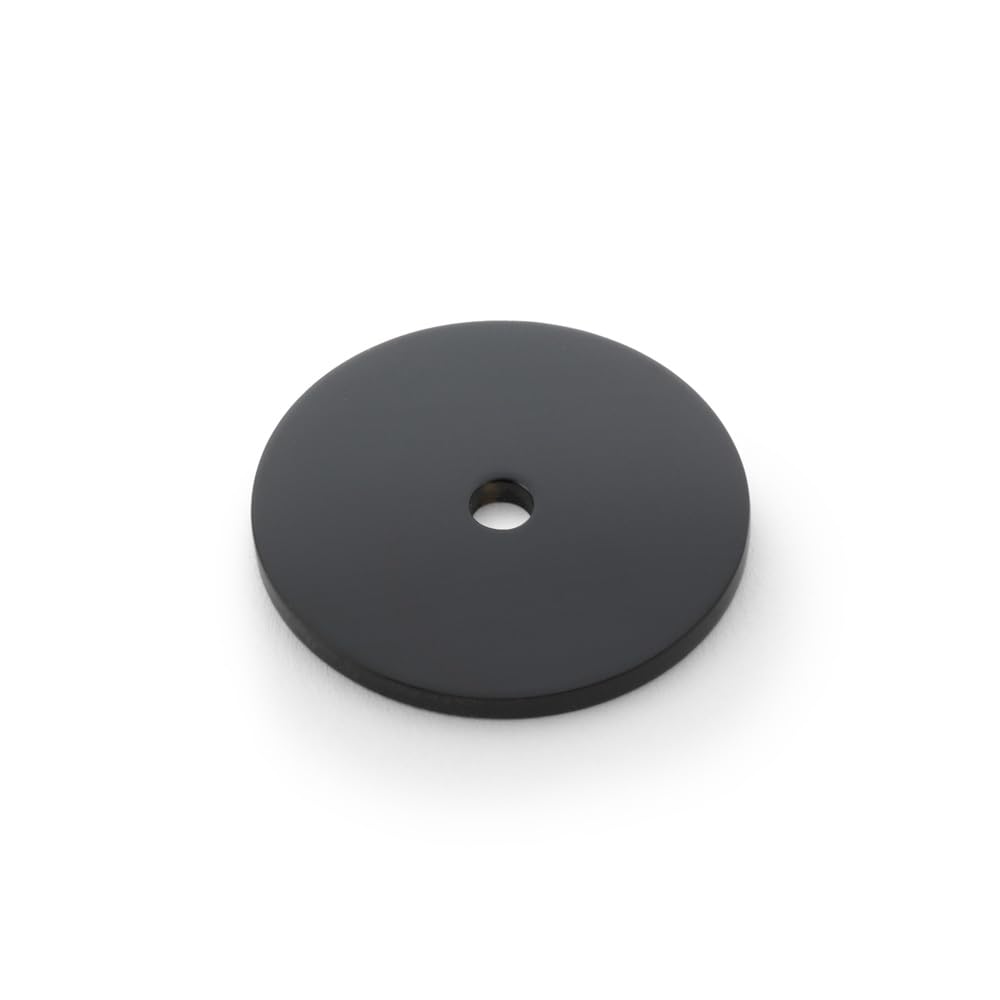 KOOPLES HARDWARE Circular Backplate for Door Handles – 50mm Diameter, Concealed Fixing, Satin Stainless Steel (Black, 35mm)
