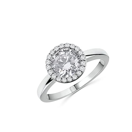 Bague argent 925 solitaire et couronne de zircons prestigieuse