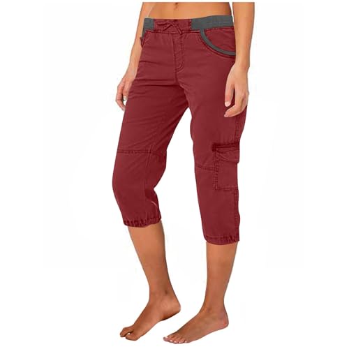 Pantacourt cargo pour femme à taille haute élastique et poches
