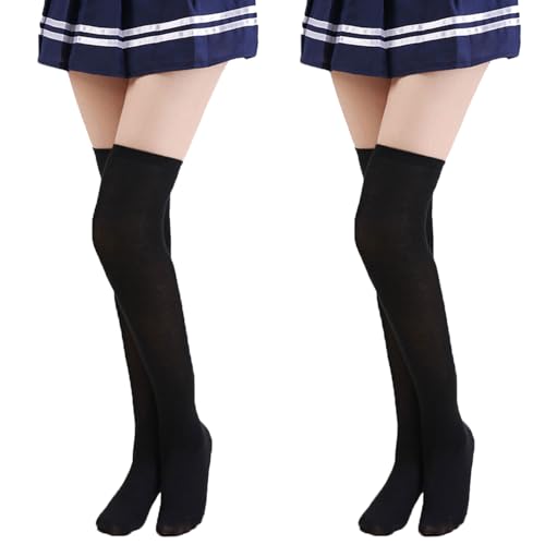 SSKHE 2 Paar extra lange Socken Oberschenkelhohe Baumwollsocken Oberschenkelhohe Socken für Frauen Mädchen Oberschenkelhohe Beinwärmer Strümpfe Stiefelsocken für Frauen Mädchen über Knie Beinwärmer