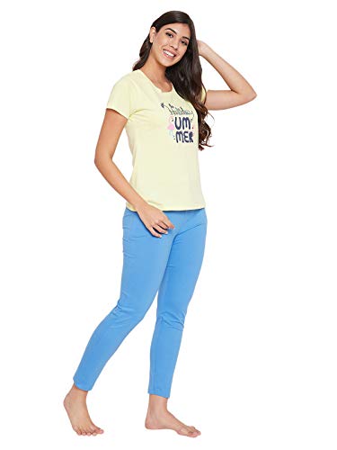 Image of Clovia Women's Cotton Graphic Print Top & Pyjama