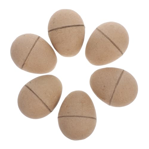 Homoyoyo DIY Paper Mache Easter Eggs - 6 Pack Blank Paintable Craft Eggs for Easter Decorations - Fillable Easter Party Supplies for ' Creative Projects Khaki