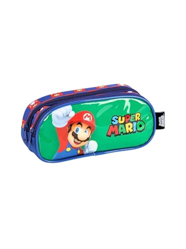 Luxcel Estojo Escolar Nintendo Super Mario Bros 2 Divisórias - Licenciado (New Verde)