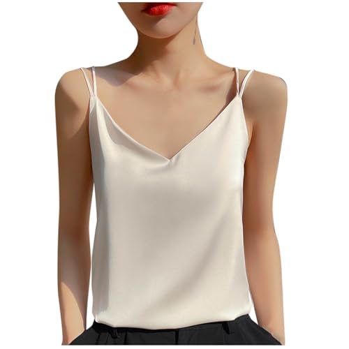 NATHGAM Women Silk Satin Camisole Sexy V Neck Spaghetti Strap Tank