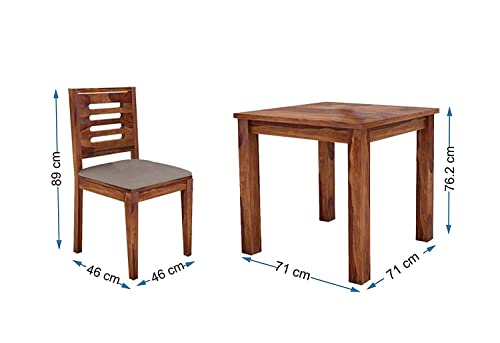 Image of Krishna Wood Decor Sheesham Wood Dining Table 2 Seater Set with Chairs | Solid Wooden Dining Table for Kitchen & Dining Room | Compact Space Saving Furniture | Durable Build | Brown Finish