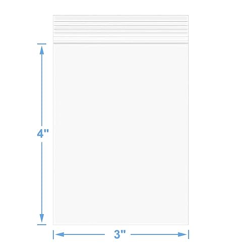 Miniatura 2 de 200 bolsas pequeñas de polietileno con cremallera transparente de 3 x 4 pulgadas de grosor de 4 mil, bolsas de plástico con cierre con cierre de