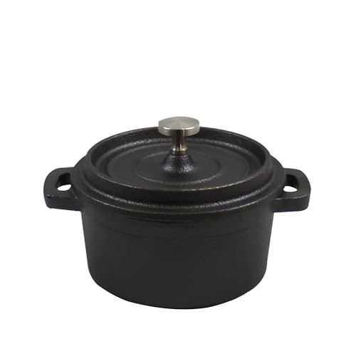 Image of Mini Cast Iron Casserole with Cover - 16oz Pre-Seasoned Pot - Perfect for Baked Dip, Side Dish, Soup & Individual Serving - Oven & Stovetop Safe Kitchen Cookware