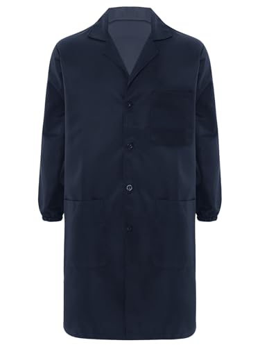 Image of Mens Lab Coats Unisex Workwear Uniform Work Resistant V Neck Long Sleeve Science Lab Coat Jacket