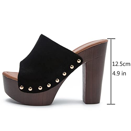 GUNIYIFS Women's Platform Sandal Heeled Sandals for Women Chunky Heel Summer Dressy Leather Peep Toe Mule Sandals Block Heel2