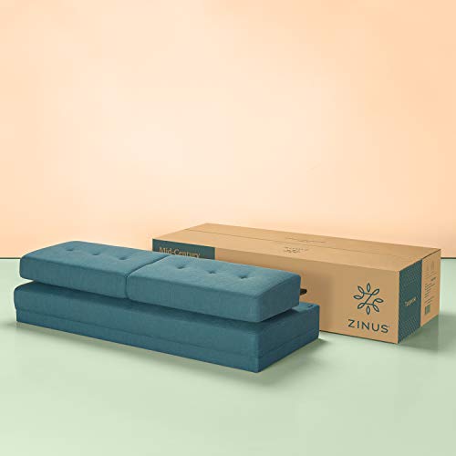 Zinus Juan Mid-Century 65 Inch Armless Sofa / Living Room Couch, Turquoise #TOP6