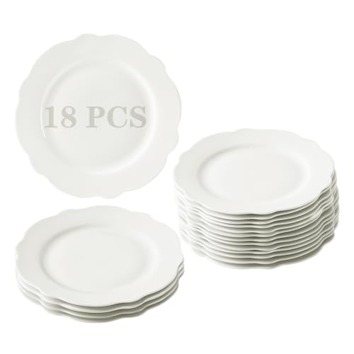 La Mejor Lista de Platos de postre para comprar hoy. 45 Juego de 18 platos pequeños de porcelana de 6.5 pulgadas, platos de aperitivo de borde de hoja blanca, platos de ensalada de postre, platos de cerámica para pasteles, aperitivos,...
