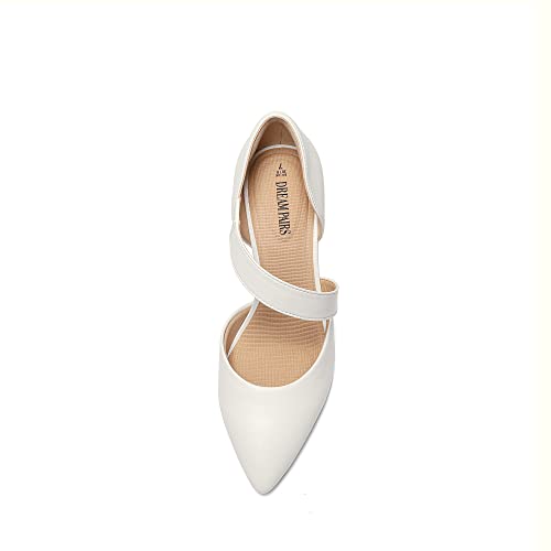 DREAM PAIRS Women's High Heels Comfortable Work Pumps,White-Pu,6 - image 4