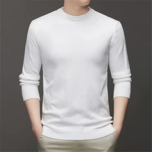 Men's Round Neck Long Sleeved Solid Sweater Soft Comfortable Casual Business Wool Sweaters4