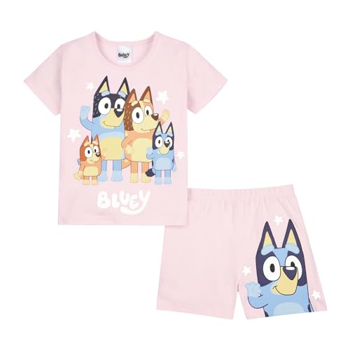 Bluey Girls Pyjamas Bingo and Family Pjs Set Summer Pjs for Girls 6-7 Years Pink