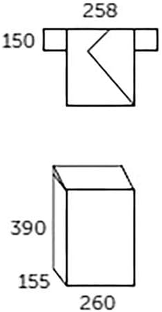 Technical drawing of Allux 100 Mailbox with dimensions: 258mm width, 150mm depth, 390mm height, 155mm depth at base, 260mm width at base