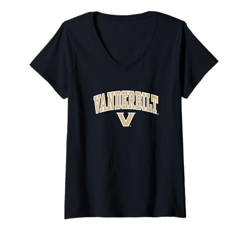 Womens Vanderbilt Commodores Arch Over Logo Officially Licensed V-Neck T-Shirt