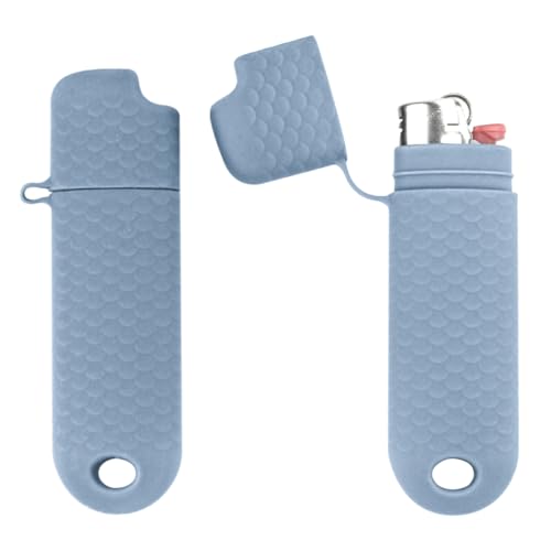 Waterproof Lighter Case Cover Holder for BIC Regular Lighters Sleeve Type J6 Outdoor Survival Multipurpose Seal Lighter Pouchfor Hiking and Camping (Light Blue, 2)