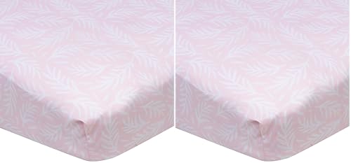 Image of Gerber Baby Boys Girls Neutral Newborn Infant Baby Toddler Nursery 100% Cotton Fitted Bedding Crib Sheet, Leaves Pink, 28 inch x 52 inch (Pack of 2)