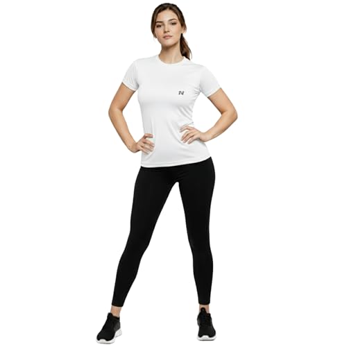 Image of NINQ Women's Athletic Compression Wear - Full Sleeve Workout & Training T-Shirt Designed for Gym, Running, Yoga, and Sports. Breathable, Stretchable