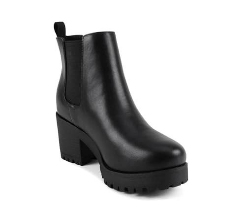 Image of Soda Top Shoes Jaber Ankle Boot W Lug Sole Elastic Gore and Chunky Heel