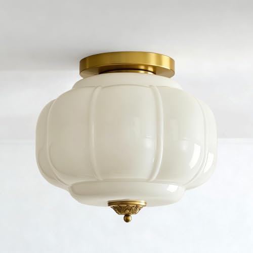 MIXL Vintage Style Milk Glass Ceiling Light Suit for Hallway Bedroom