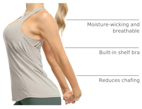 Image of icyzone Women's Open Back Workout Athletic Yoga Tank Tops with Built in Bra