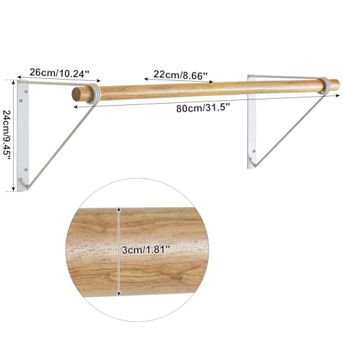 IBUYKE Wall Wardrobe Coat Rack,Wood Wall Mounted Clothes Rail,Hallway Furniture in Industrial Style, Modern Wardrobe Rail,Coat Rack for Entrance, Wall, Door, Bathroom, Bedroom,White TYJ005W - Image 4