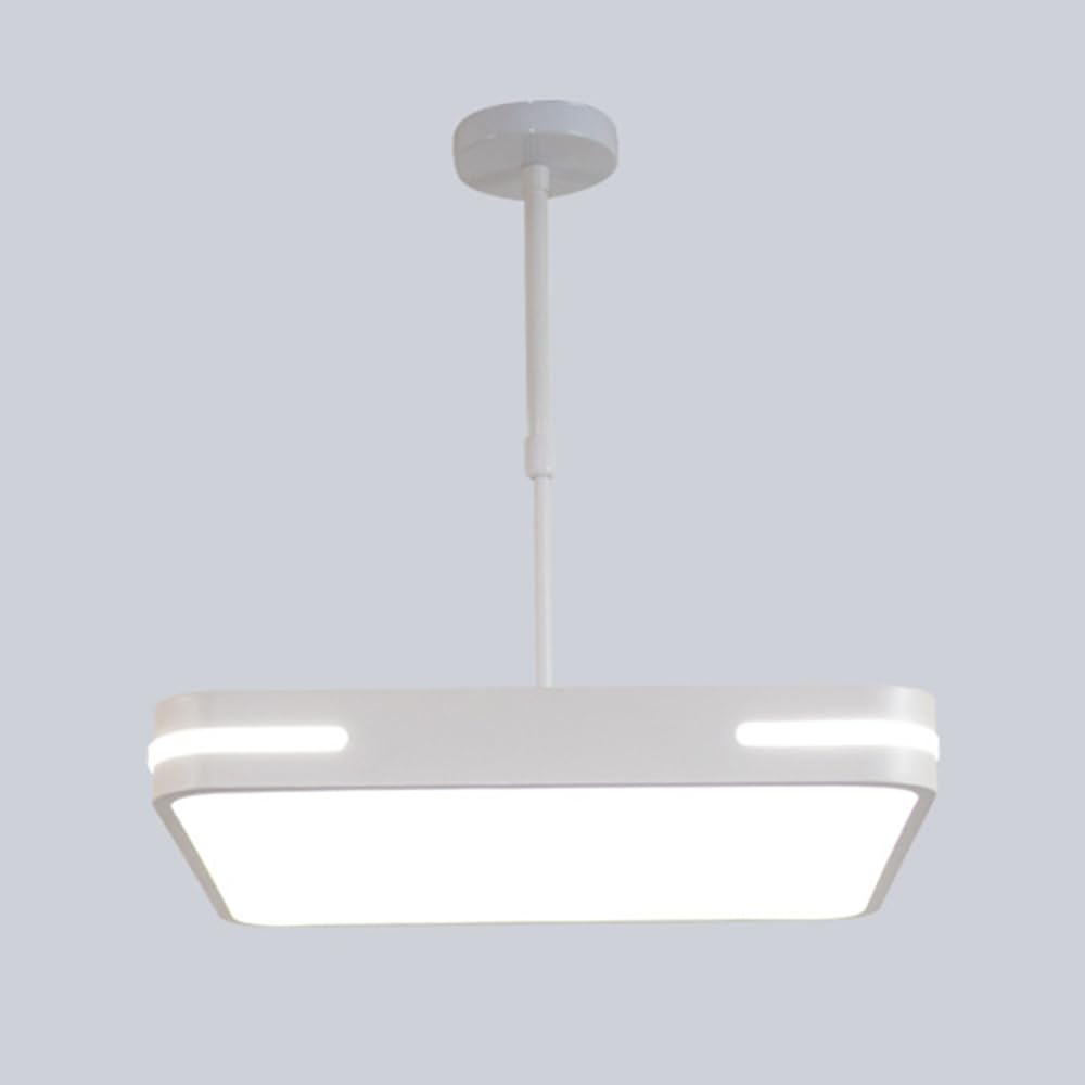Mengjay Minimalist Pendant Lamp, 48W Modern LED Pendant Light, Square Chandelier Hanging Light for Kitchen Island, Dining Room, Living Room (White)