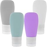 jojofuny Botellas Exprimibles de Silicona 60 Ml Set 4 Unidades Leche Dispensadores Recargables para Champú y Loción Portátiles Prueba de Fugas para Viaje