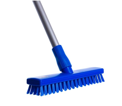 BawiTec Hygiene Schrubber Hygieneschrubber 30cm Breit mit Aluminiumstiel 145cm HACCP Kunststoff Borsten Kehrbesen Lebensmittel Industrie Profischrubber Lebensmittelschrubber Spezialschrubber (blau)
