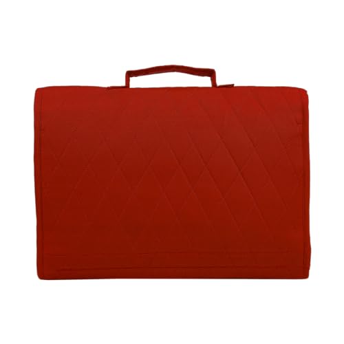 Image of Yazzii Trifold Craft Project Case - Sewing and Craft Supplies Storage Tote, Travel Organizer Bag with Clear Pockets and Handle for Knitting, Crochet, Sewing Accessories - Red