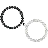 WVT Valentine’s Day Couples Gifts, His and Hers Matching Bracelets, King & Queen Heart Jewelry for Boyfriend Girlfriend, Long Distance Relationship Anniversary for Men Women