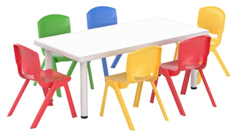 El Mejor Listado de Mesa de 6 Sillas más recomendados. 43 MELEWI Mesa Rectangular Infantil De Plástico Color Blanco (Incluye 6 sillas) Envío Gratis Prime.
