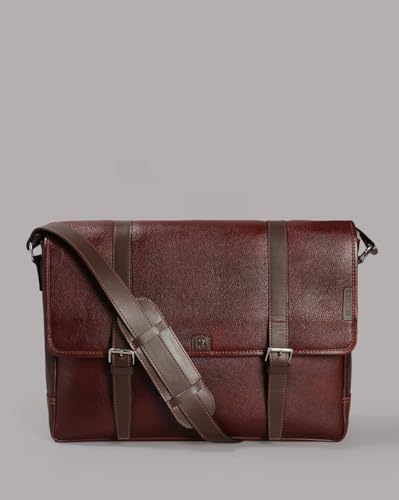Image of Tortoise Pedro-Genuine Leather Laptop Messenger Bag (Dark Brown)