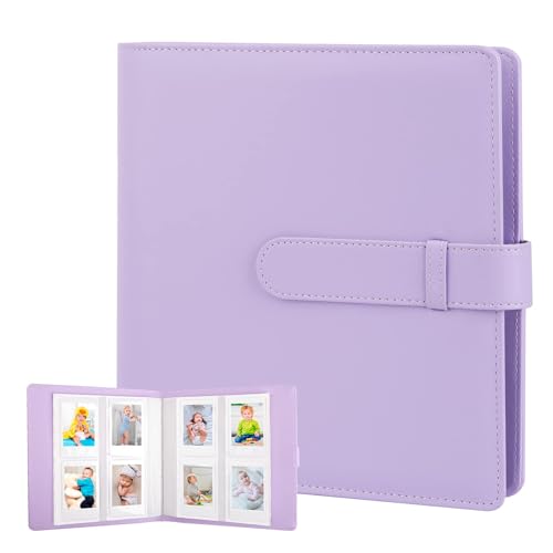Álbum de Fotos Autocolante 256 Páginas, Album Fotos - Capa em Couro Sintético e Páginas em PVC, Compatível com Instax Mini 12/11/9/8, 3 pol (7.6 cm) (roxo)