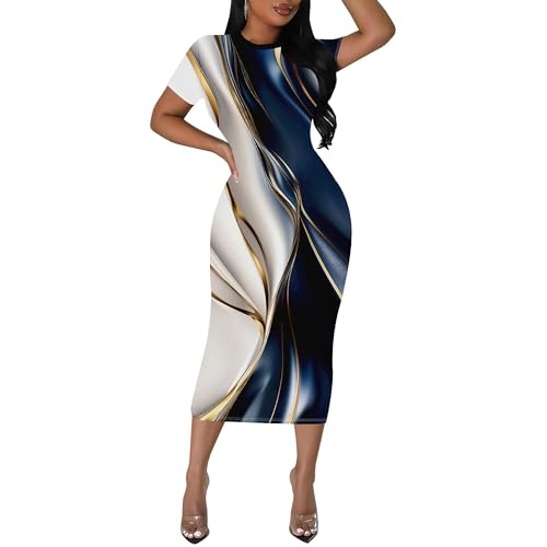 Women's Casual Basic Pencil Dress Fashionable Sexy Short Sleeved African Style Business Wedding S-3XL