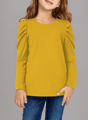 Image of blibean Tween Girls Puff Sleeve Shirts Stylish Fall Tops Size 4-15 Years Old