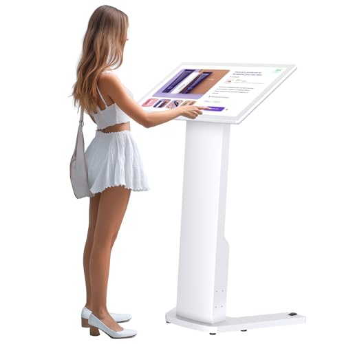 Image of MWE 32 Inch Touch-screen Self Service Kiosk, Floor Standing Digital Signage Display, FHD Information Kiosk, 2 Speakers, Interactive Display for Mall Navigation /Self-Ordering /Advertising /Retail Store