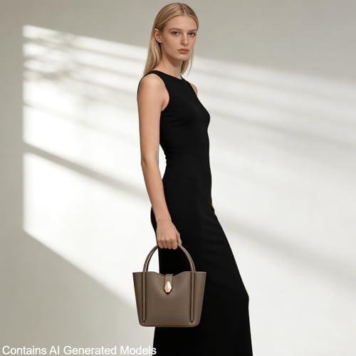 Bolso de cubo de cuero genuino para mujer miniatura 2