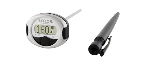 Image of Taylor Pro Instant Read Digital Food Thermometer - Stainless Steel Probe with 0.4 inch Dot Matrix Display, -58F to 448F Temperature Range for BBQ, Baking & Candy Making (Steel /Black)
