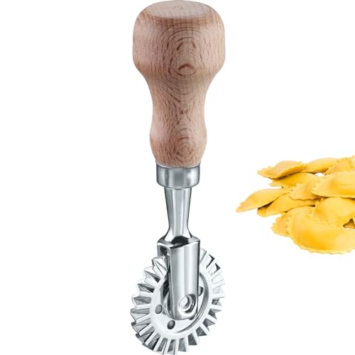 Westmark Cortador de Raviolis, Rueda para Repostería, Rueda PRÁCTICO para Cortar Pasta Casera y Masa de Repostería, Ø 39 mm, Zinc, Madera de Haya