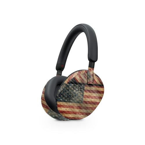 Image of MightySkins Carbon Fiber Skin Compatible with Sony WH-1000XM5 Headphones - Vintage American | Protective, Durable Textured Carbon Fiber Finish | Easy to Apply