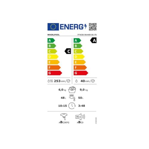 WHIRLPOOL Lave linge séchant 6 kg 1400 trmn FFWDB964489BVFR - vue 6