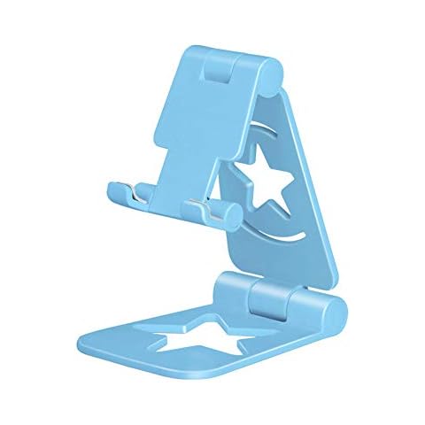 MYLB Phone Stand for Desk - plastic Foldable Tablet Stand Multi-angle Pocket Desktop Holder Cradle - Blue Cover