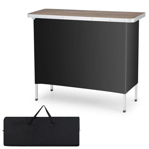 COSTWAY Portable Bar Table for Events, 43.5” x 15” x 34.5” Foldable Pop-Up Bar with Carrying...
