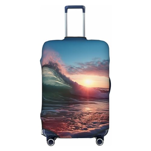 Ocean Tide Waves Travel Luggage Cover Elastic Washable Suitcase Cover Protector Fashion Stretch Baggage Covers Dustproof Suitcase Sleeve Fits 18-32 inch luggage Large