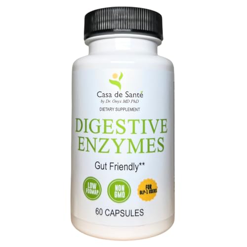 Casa de Sante FODMAP Digestive Enzymes, No High Inulin, Keto Carnivore Intolerance Support, 18 Multi Enzyme Amylase Bromelain Lipase Lactase Protease Papain Alpha galactosidase, More - No GMO
