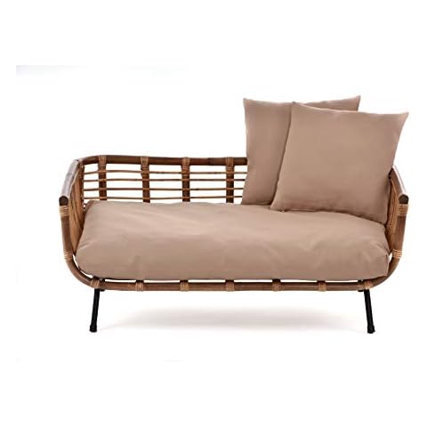 Lycce Hundebett Katzenbett mit Liegepolster Rattan 73cm x 52cm Cover