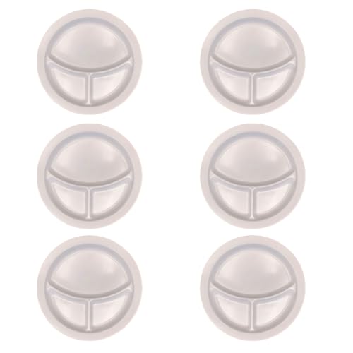 Dekorah 6 Piatti in Melamina per Bambini - 21 cm con 3 Scomparti - Sicuro e Resistente, Ideale per Scuole e Asili, BPA Free, Lavabile in Lavastoviglie (Bianco)