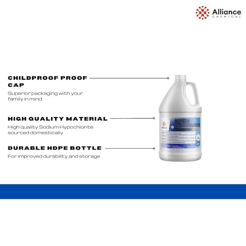 Image of Alliance Chemical Sodium Hypochlorite Solution 12.5% - 5 Gallon Pail - High Purity Sodium Hypo Chloride for Pool Cleaning & Water Treatment